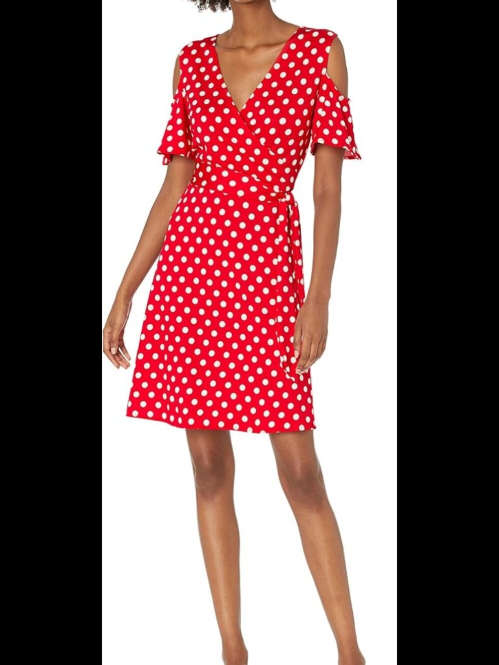 Star Vixen Womens Cutout Cold Shoulder Short Sleeve Faux Wrap Dress